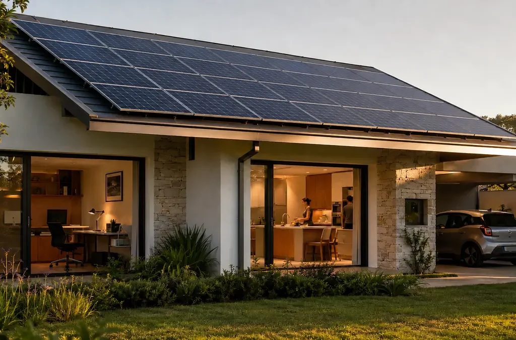 Energia solar residencial instalada em casa moderna