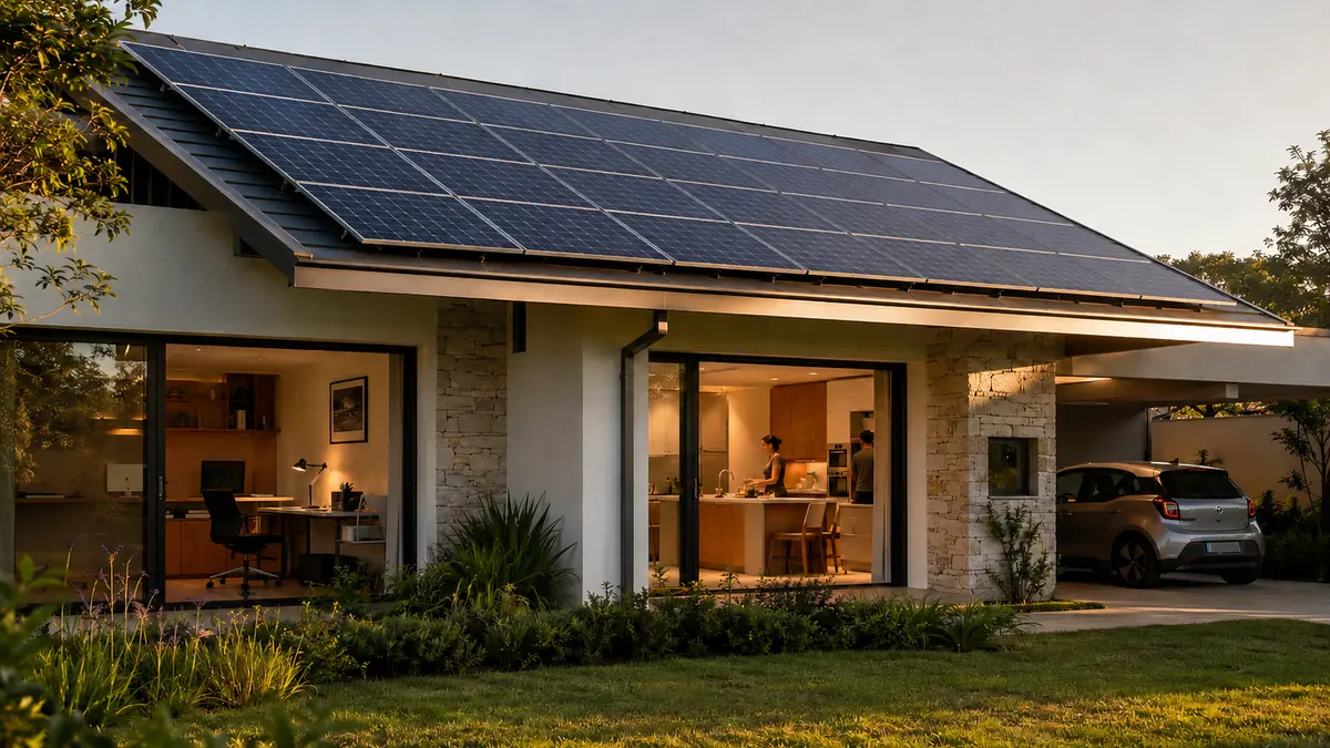 Energia solar residencial instalada em casa moderna