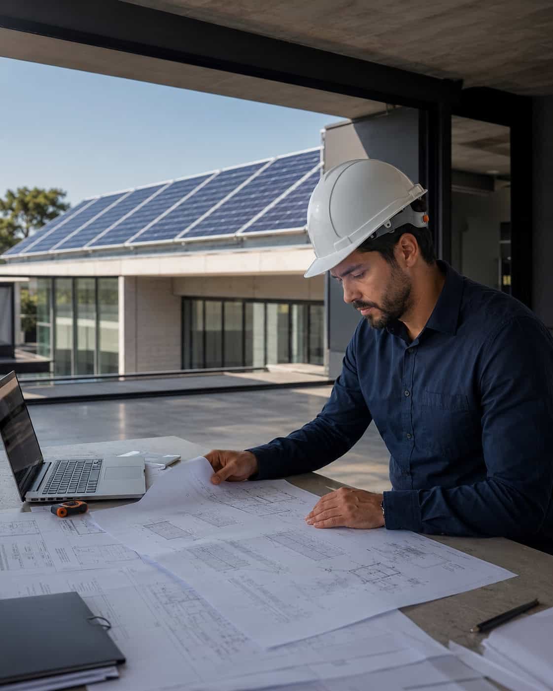 Profissional analisando projeto de energia solar da Solare em Cascavel