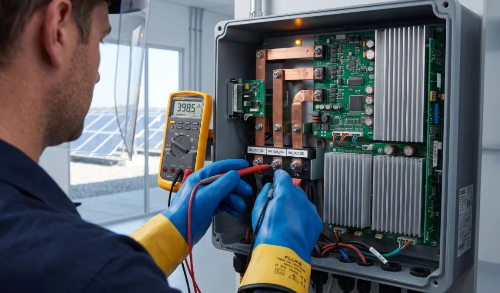 A manutenção de energia solar garante a geração projetada por 25 anos. Guia técnico sobre frequência de limpeza, riscos da limpeza caseira e inspeção elétrica.